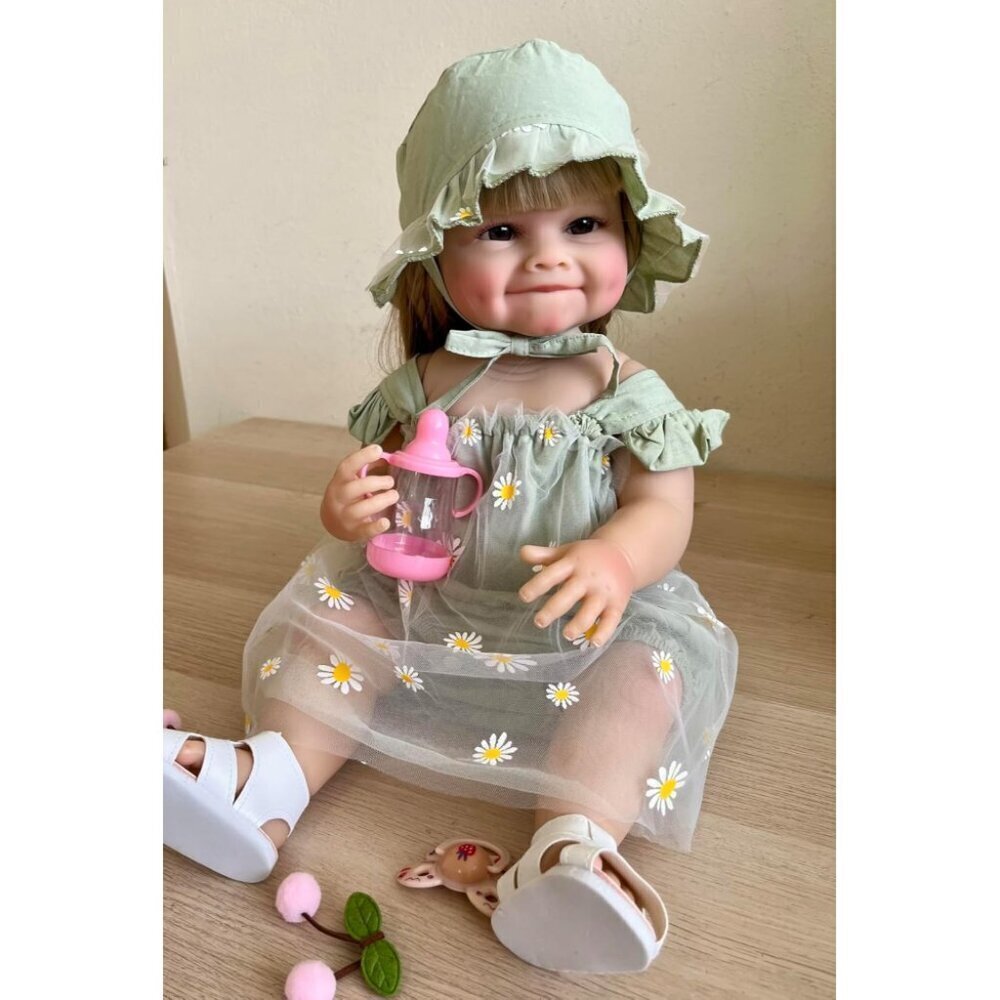 🆕22inch Soft Cloth Body Newborn Baby Poseable Limbs Ana Red with Clothes